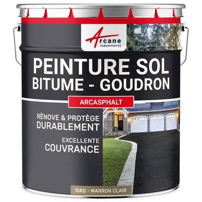 Peinture Bitume /Goudron /Enrobé - ARCASPHALT-15 kg (jusqu'à 30 m² en 2 couches) Marron Clair - 253_31095 - 3700043482326