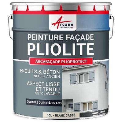 Peinture Façade Pliolite :  ARCAFACADE PLIOPROTECT-10 L (+ ou - 80 m² en 1 couche) Blanc Cassé - Crème - RAL 9001 - 446_27931 - 3700043494114