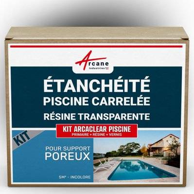 Etanchéité Piscine Carrelée - Résine Transparente  - KIT ARCACLEAR PISCINE-5 m², support poreux Transparent - 157_23438 - 3700043484641