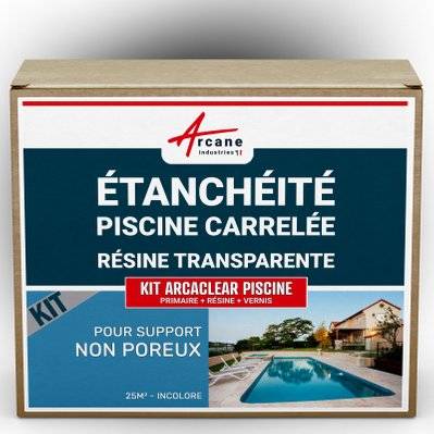 Etanchéité Piscine Carrelée - Résine Transparente  - KIT ARCACLEAR PISCINE-25 m², support non poreux Transparent - 157_23437 - 3700043484634
