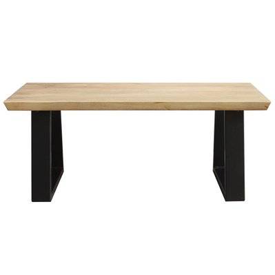 Table basse rectangulaire bois manguier massif et métal noir L100 cm VIJAY - L100xP60xH40 - 47292 - 3662275110449