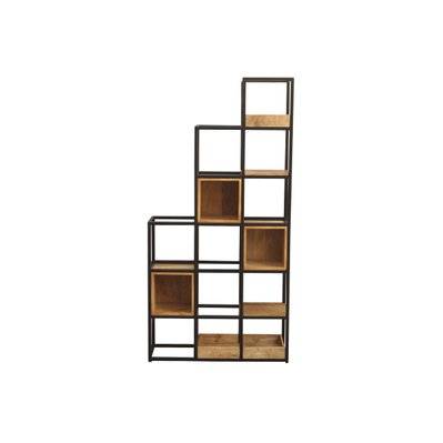 Etagère - meuble séparateur d'espace en bois manguier massif et métal noir L90 cm FINLEY - - 48873 - 3662275117899