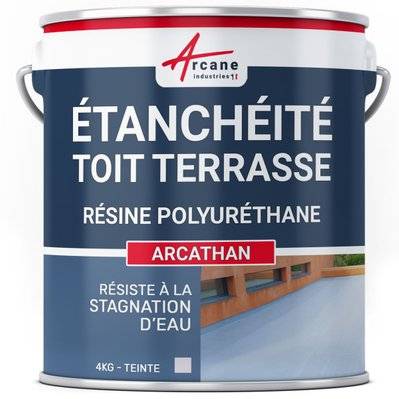 ETANCHEITE TOITURE TERRASSE PLATE - résine Pu Haute Performance - ARCATHAN-4 kg Gris - 120_25094 - 3700043484108