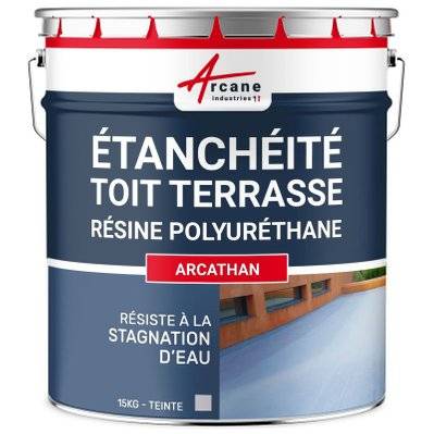 ETANCHEITE TOITURE TERRASSE PLATE - résine Pu Haute Performance - ARCATHAN-15 kg Gris - 120_25091 - 3700043484009