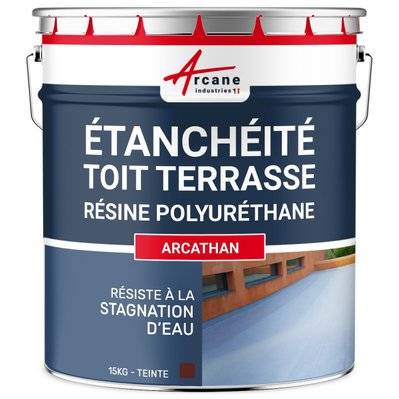ETANCHEITE TOITURE TERRASSE PLATE - résine Pu Haute Performance - ARCATHAN-15 kg Rouge Brique - 120_25093 - 3700043484023