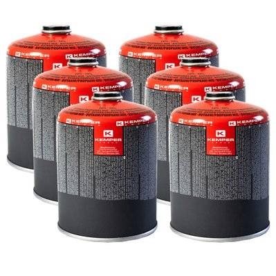 Pack de 6 cartouche gaz 450g butane propane mix KEMPER Bouteille de gaz à valve 7/16 Bonbonne camping EN 417 - 4655 - 3701107749034