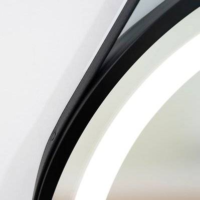 Miroir de Salle de Bains Lumineux avec Éclairage Intégré Led Frontal Ø60 Cadre Noir Courroie KENIA LEDIMEX - KENI017/60NG_LX - 8435668014274