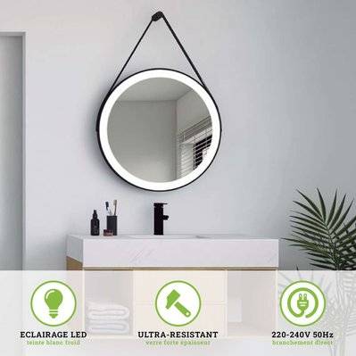 Miroir salle de bain Ulysse 120x70cm avec éclairage LED - AURLANE
