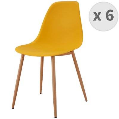 ESTER - Chaise scandinave curry pieds métal bois (X6) - 2085 - 3701139518028
