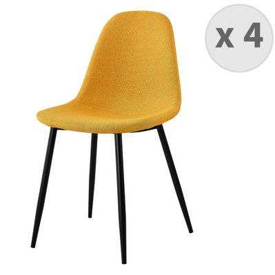 ORLANDO - Chaise tissu curry pieds métal noir (x4) - 2302 - 3701139528904