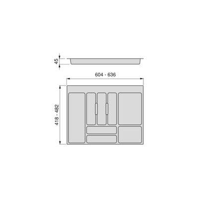 Emuca Range-couverts Optima pour tiroir universel, module 700mm, plastique, gris - 8332021 - 8432393270401