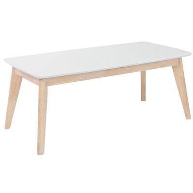 Table basse rectangulaire scandinave blanc et bois clair massif L105 cm LEENA - L105xP52xA45 - 26020 - 3662275053890