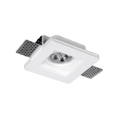 Support Spot GU10 LED Carré Blanc 100x100mm - SILAMP - Fi-GESSO-14 - 0672168049278