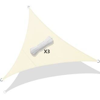 Voile d’ombrage Triangle Imperméable Polyester avec Corde 3x3x3m Beige