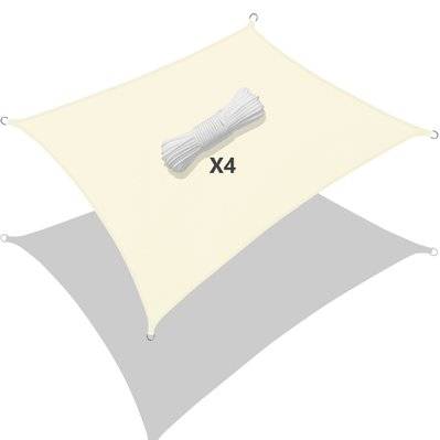 VOUNOT Voile d’ombrage Rectangulaire Imperméable Polyester avec Corde 3x4m Beige - 6555538325527 - 6973424411049