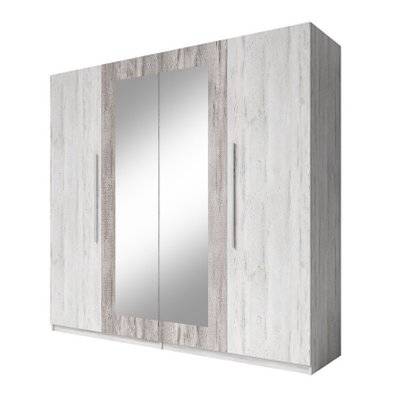 Armoire 4 portes avec miroirs couleur gris clair et gris foncé - IRINA - 5275 - 3664573030559