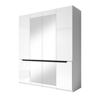 Armoire design 4 portes et 2 miroirs couleur blanche finitions glossy - LUCIA - 5279 - 3664573030597