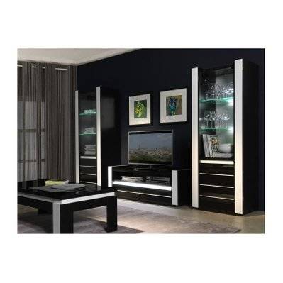 Ensemble meuble de salon LINA blanc et noir laqué - 234 - 3664573000385