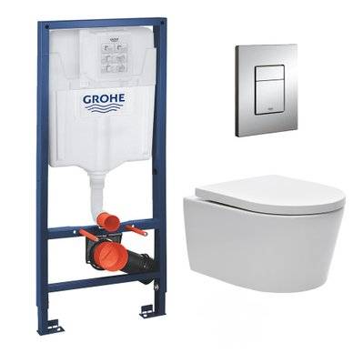 Grohe Pack WC Rapid SL + WC sans bride SAT, fixations cachées + Plaque Chrome Mat (RapidSL-SATrimless-5) - 0633710859097 - 0633710859097