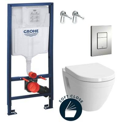 Grohe Pack WC Rapid SL + WC VITRA S50 + Abattant softclose + Plaque Chrome Mat (Grohe-S50-5) - 0633710859080 - 0633710859080