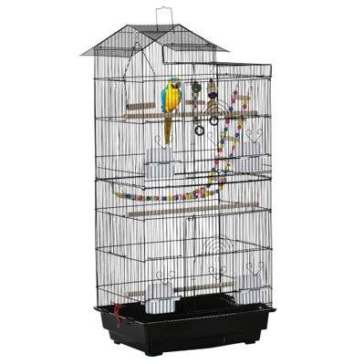 Cage à oiseaux volière multi-équipée PP acier noir - D10-081 - 3662970088715