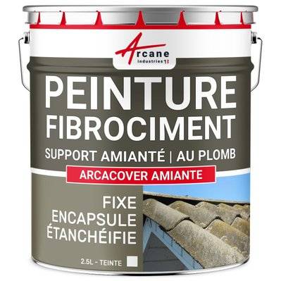 Peinture fibro ciment pour encapsulage support amiante / plomb : ARCACOVER AMIANTE. 2.5 L - Blanc - 983_31451 - 3700043464186