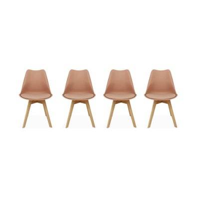 Lot de 4 chaises scandinaves. pieds bois de hêtre. chaises 1 place. vieux rose - 3760350654342 - 3760350654342