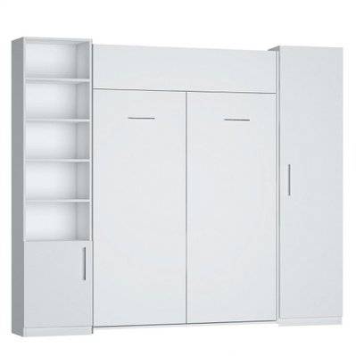 Composition armoire lit escamotable DYNAMO blanc mat Couchage 140 x 200 cm - 20100888785 - 3663556359243