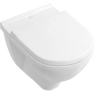 Villeroy & Boch Pack WC suspendu compact avec bride O.novo + abattant + plaque blanche + bâti Grohe