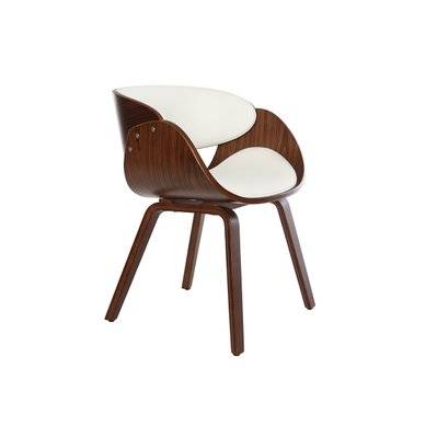 Chaise design blanc et bois foncé noyer BENT - - 42645 - 3662275092813