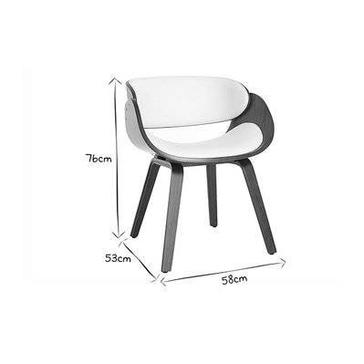 Chaise design blanc et bois foncé noyer BENT - - 42645 - 3662275092813