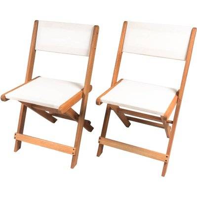 Chaise pliante en bois exotique "Seoul" - Maple - Beige - Lot de 2 - 68322 - 3700746426955