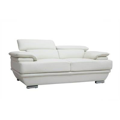 Canapé design avec têtières ajustables 2 places cuir blanc et acier chromé EWING - - 23223 - 3662275042016