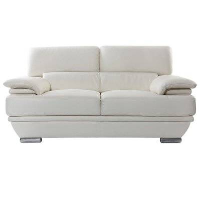 Canapé design avec têtières ajustables 2 places cuir blanc et acier chromé EWING - - 23223 - 3662275042016