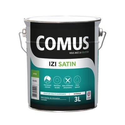 IZI'SATIN 3L - Peinture acrylique d'aspect satin en phase aqueuse - COMUS - A010933 - 3539760312513