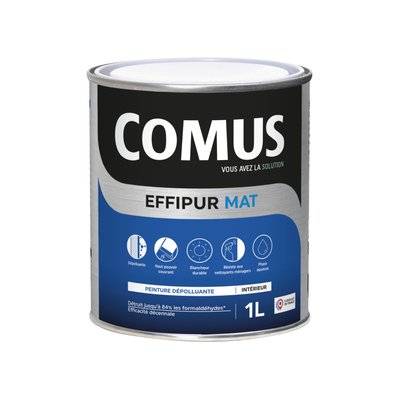 EFFIPUR MAT 1L -  Peinture dépolluante de protection et de décoration en phase aqueuse - COMUS - A011048 - 3539760316986