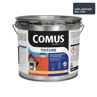 COMUS TOITURE - Gris ardoise 10L - Peinture décorative imperméable pour la rénovation des toitures - COMUS - A010831 - 3539760309278