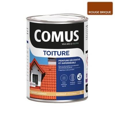 COMUS TOITURE - Rouge brique 3L - Peinture décorative imperméable pour la rénovation des toitures - COMUS - A009956 - 3539760197110