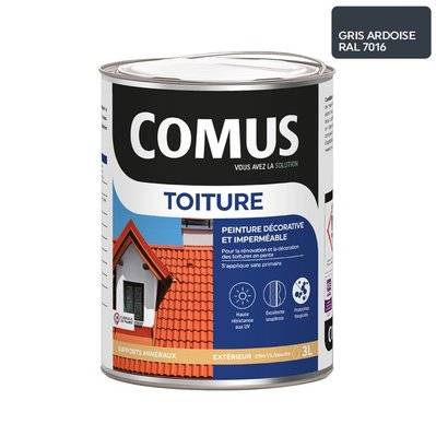 COMUS TOITURE - Gris ardoise 3L - Peinture décorative imperméable pour la rénovation des toitures - COMUS - A009957 - 3539760197141