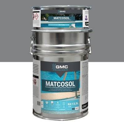 MATCOSOL PISCINE GRIS  13,5L -Résine epoxy bi- Composant grande résistance au chlore-GMC - A005666 - 3539760323823