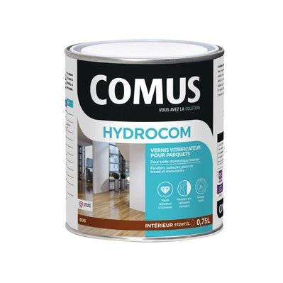 HYDROCOM SATIN - Incolore 0.75L - Vitrificateur polyuréthane acrylique mono-composant parquets escaliers boiseries - COMUS - A009855 - 3539760171011