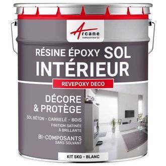 PEINTURE EPOXY SOL - REVEPOXY DECO 5 Kg (jusqu'à 14 m² en 2 couches) - Blanc