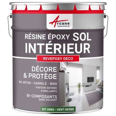 PEINTURE EPOXY SOL - REVEPOXY DECO-25 kg (jusqu'à 70 m² en 2 couches) Vert Herbe - RAL 6010 - 176_24816 - 3700043492592