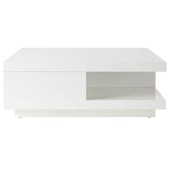 Table basse carrée à rangements design blanc laquée L85 cm KARY