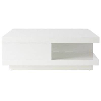 Table basse carrée avec rangements 2 tiroirs design blanc laquée L85 cm KARY - L85xP85xH30 - 23872 - 3662275048902