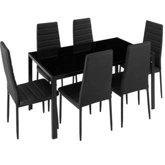 Tectake  Ensemble table + 6 chaises noir/noir
