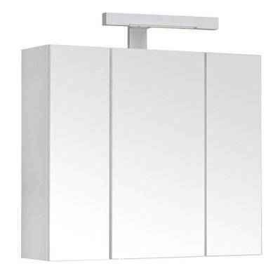 Armoire de toilette éclairante PIAN'O 60cm - 3 portes miroir éclairage LED et prise blanc mat - 814046 - 3588560281017