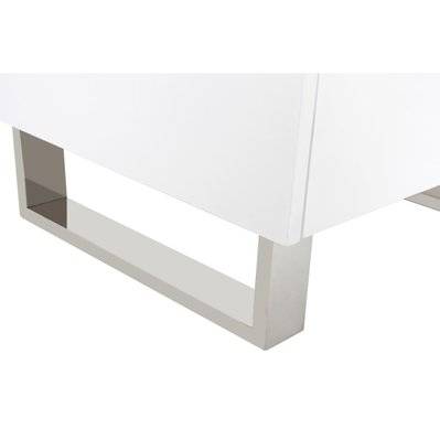 Table de chevet design blanc laqué et métal chromé L45 cm HALIFAX - L45xP39.5xA50 - 20448 - 3662275027297