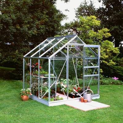 Serre de jardin 3,8m² aluminium et verre horticole + embase  - HALLS - so0170 + so1693 - 165125 - 3700617017183