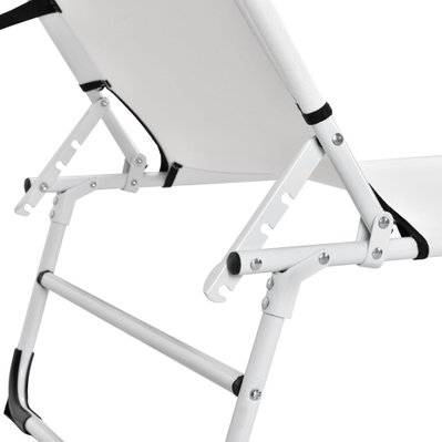 Bain de soleil transat chaise longue pliable avec pare-soleil acier pvc polyester 187 cm blanc 03_0000986 - 03_0000986 - 3000113099783